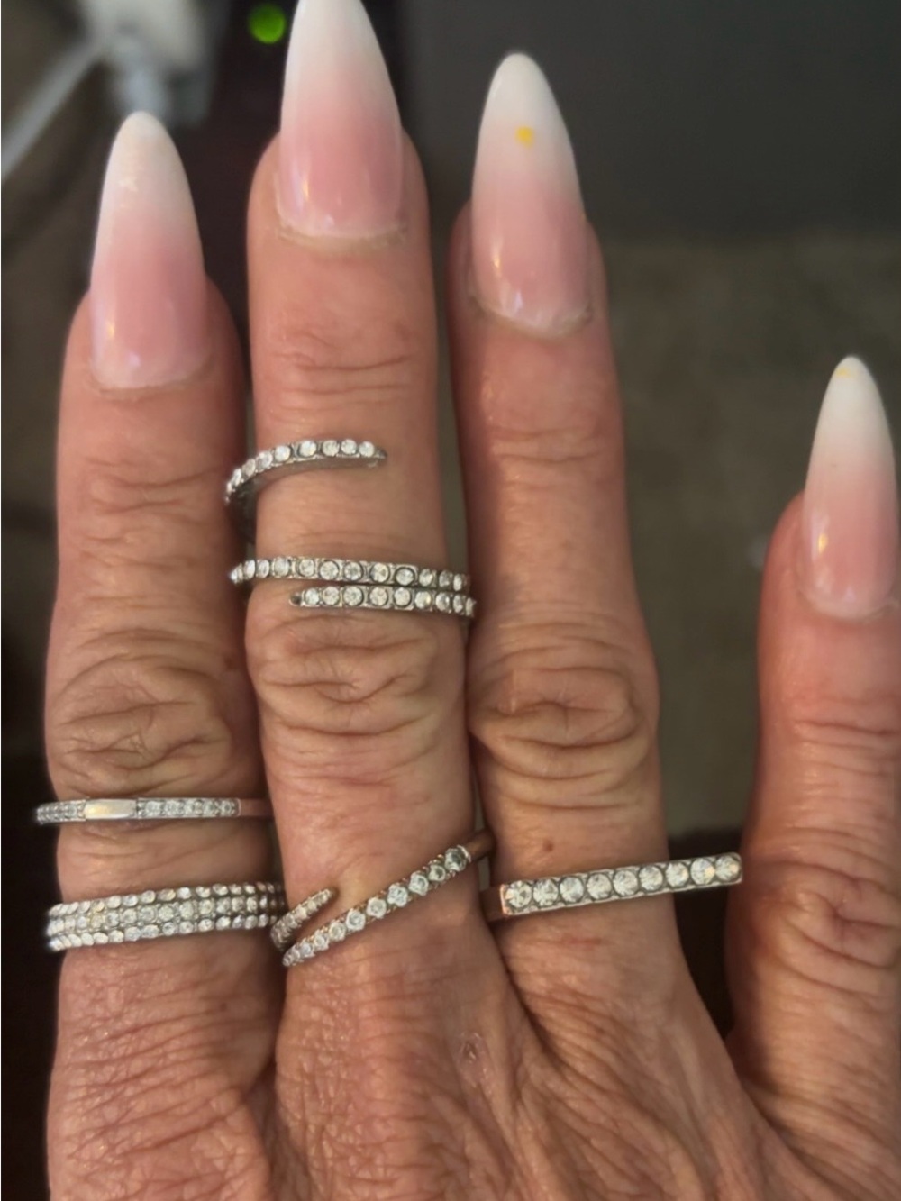 Sterling Silver Crystal Wrap Ring - White Crystal Accent